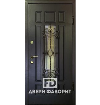 металлическая дверь со стеклом и ковкой, модель с терморазрывом