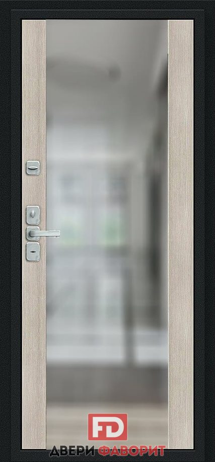 недорогая металлическая дверь с зеркалом и МДФ внутри - МД-1711 - _mdf017