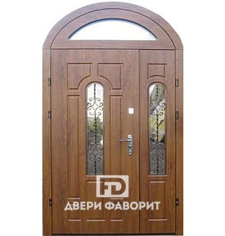 Арочная двустворчатая дверь с верхней вставкой